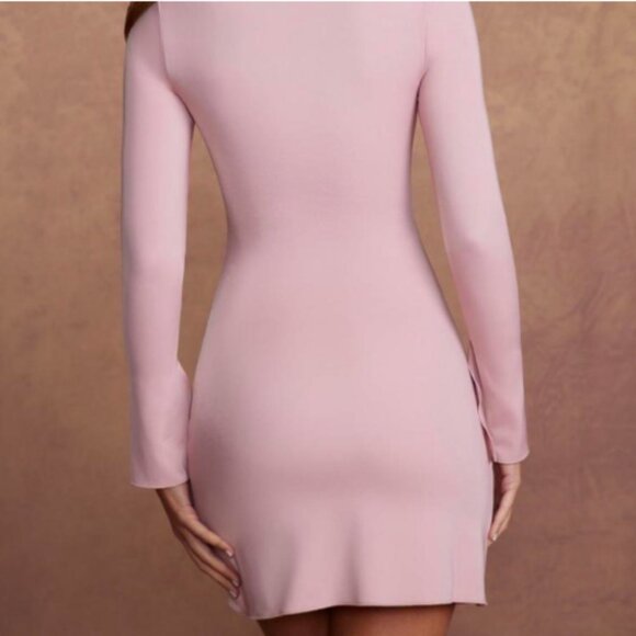 Oh Polly Mauve Asymmetric Long Sleeve Mini Dress - Picture 2 of 5